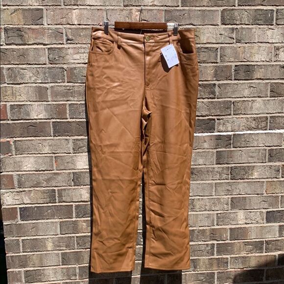 Take 50% OFF- INC International Concept Faux Leather Tan Pants, Size-16 - Picture 1 of 11
